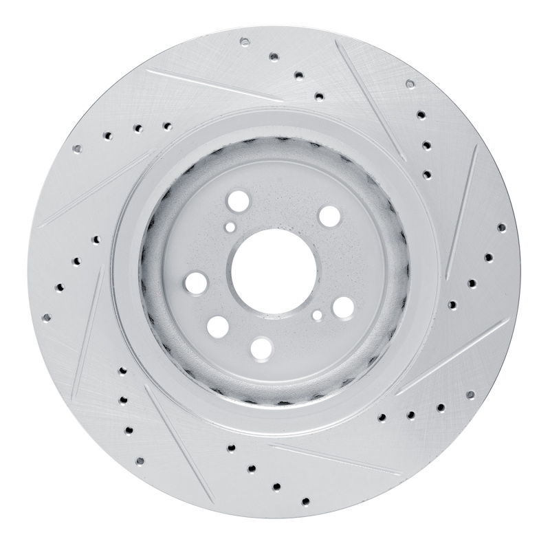 Lexus RX350h Brake Rotor (1) - Front Left - R1 Concepts - Drilled & Slotted - Silver - `20-`25